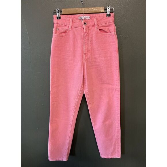 ZARA Women's Pink Denim Jeans Pants Size 2 - Picture 1 of 4